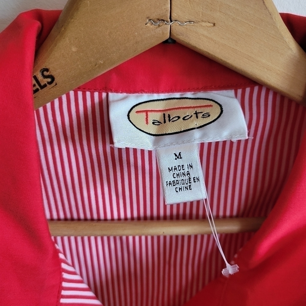 Talbots Jacket Outerwear Red Thick Cotton Contrast Cuff M Medium - Picture 4 of 11